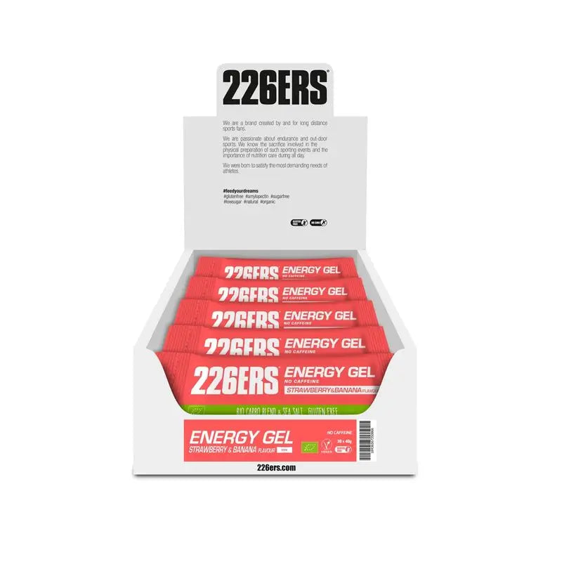 226Ers Energy Gel 40Gr Gel Energético Fresa Y Plátano - Sin Cafeína, 30x40 gr
