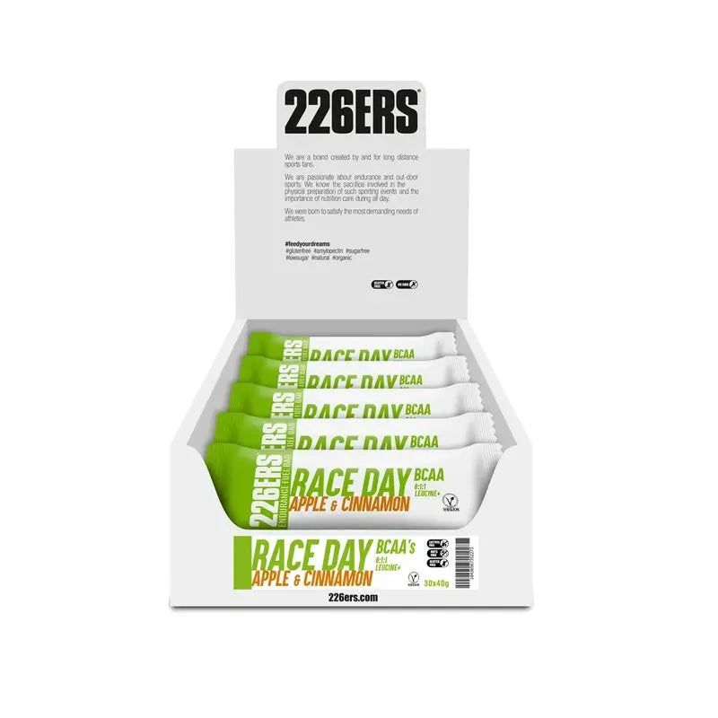 226Ers Race Day Bar – Bcaa Barrita Energética Vegana Manzana Y Canela, 30x40 gr