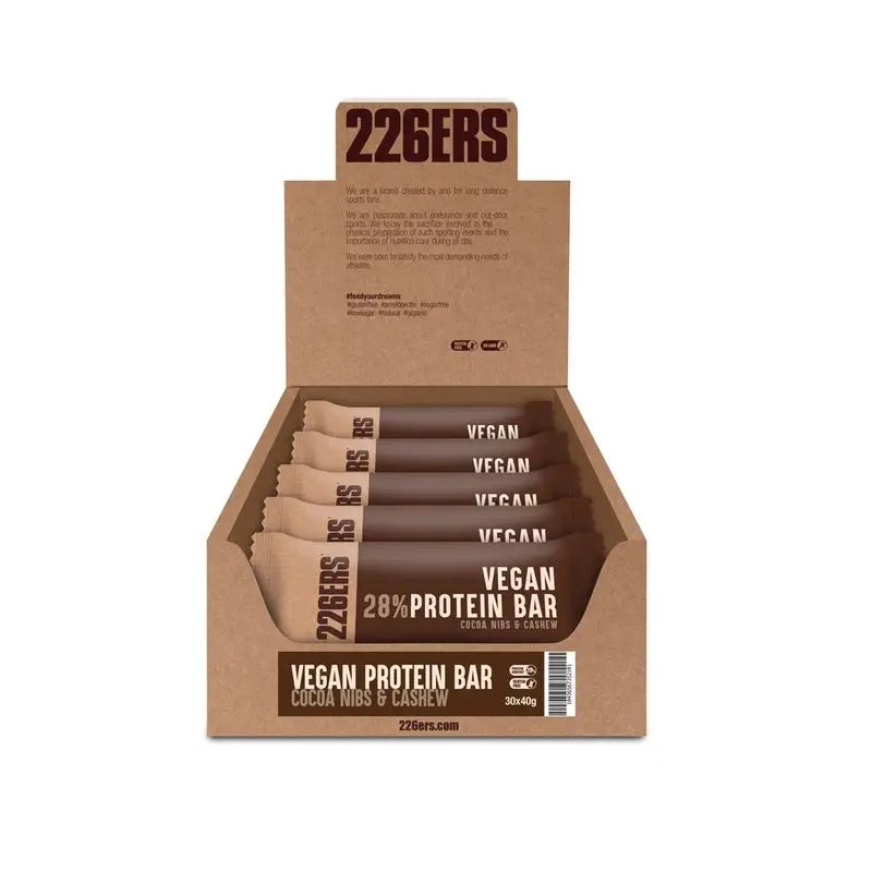 226Ers Vegan Protein Bar Barrita Proteica Vegana Cacao Y Anacardos, 30x40 gr