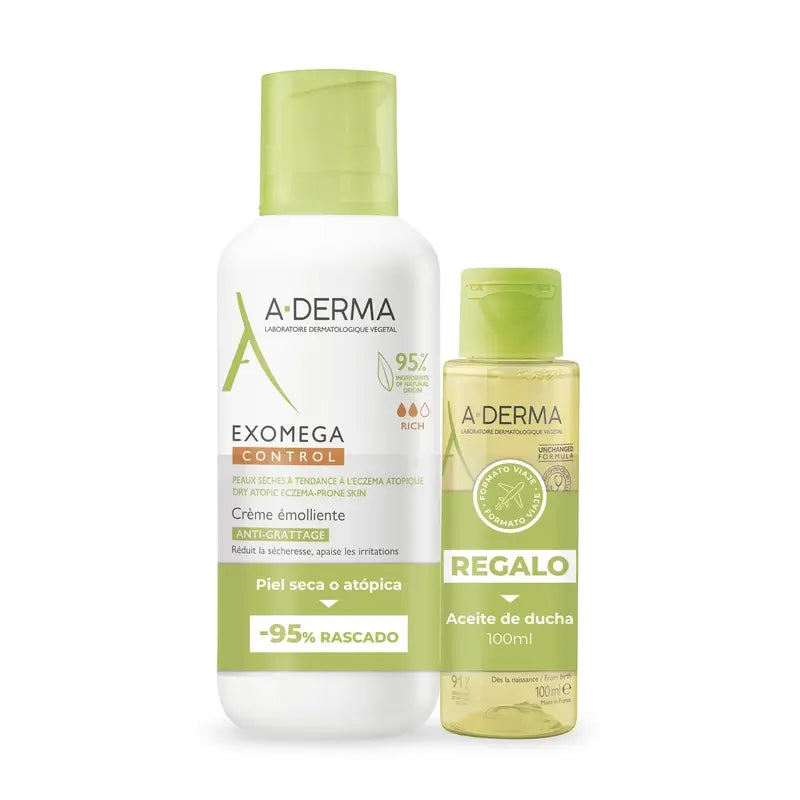 A-Derma Exomega Control Creme Emoliente Anti-irritação 400ml + Óleo 100ml Oferta Gratuita