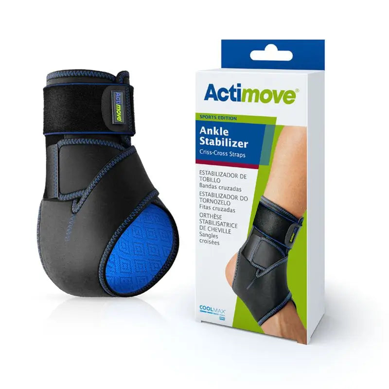 Actimove Tobillera Estabilizadora Con Bandas Cruzadas, Color Negro, Talla Universal
