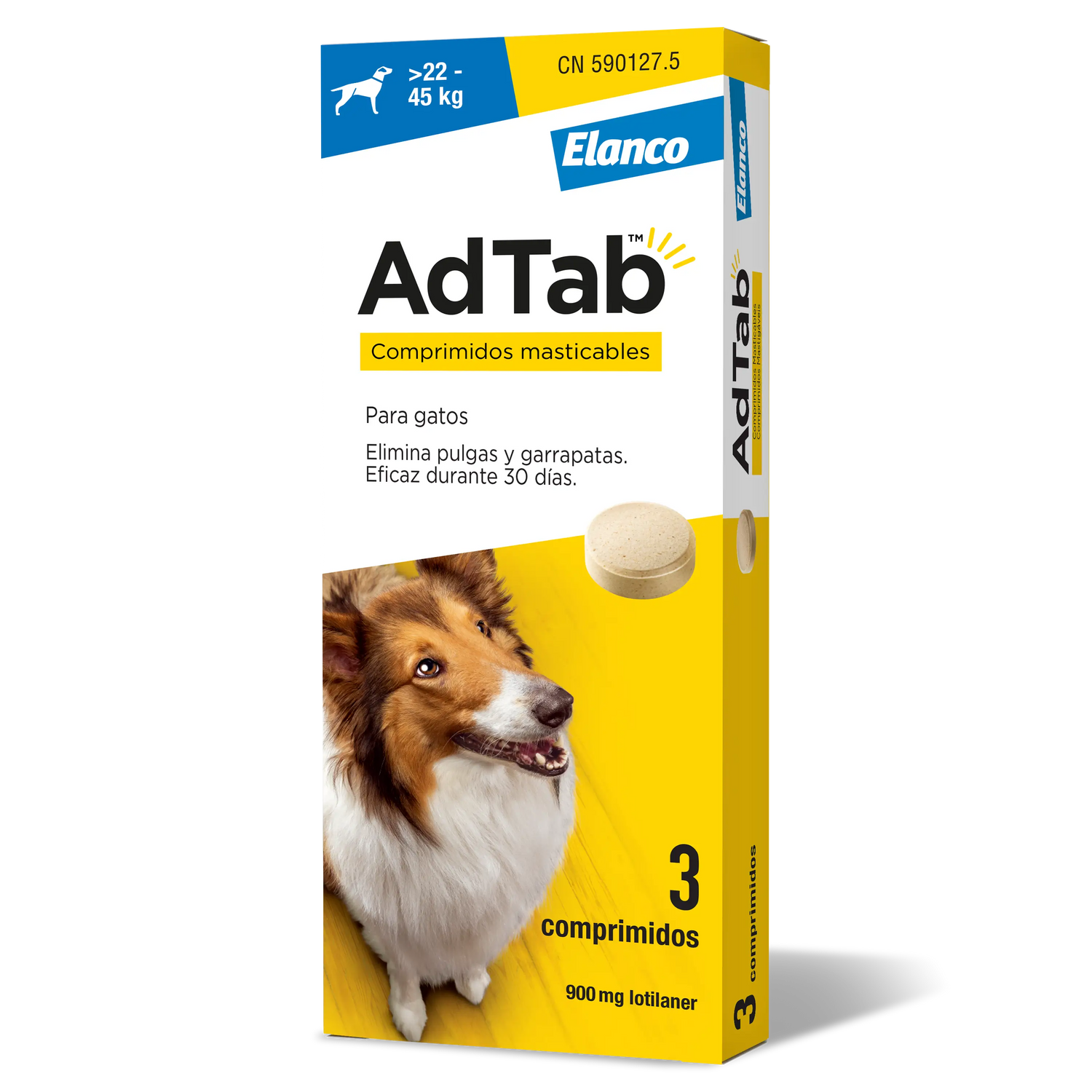 AdTab 900Mg Comprimidos Mastigáveis Cães 22-45Kg, 3Cpd
