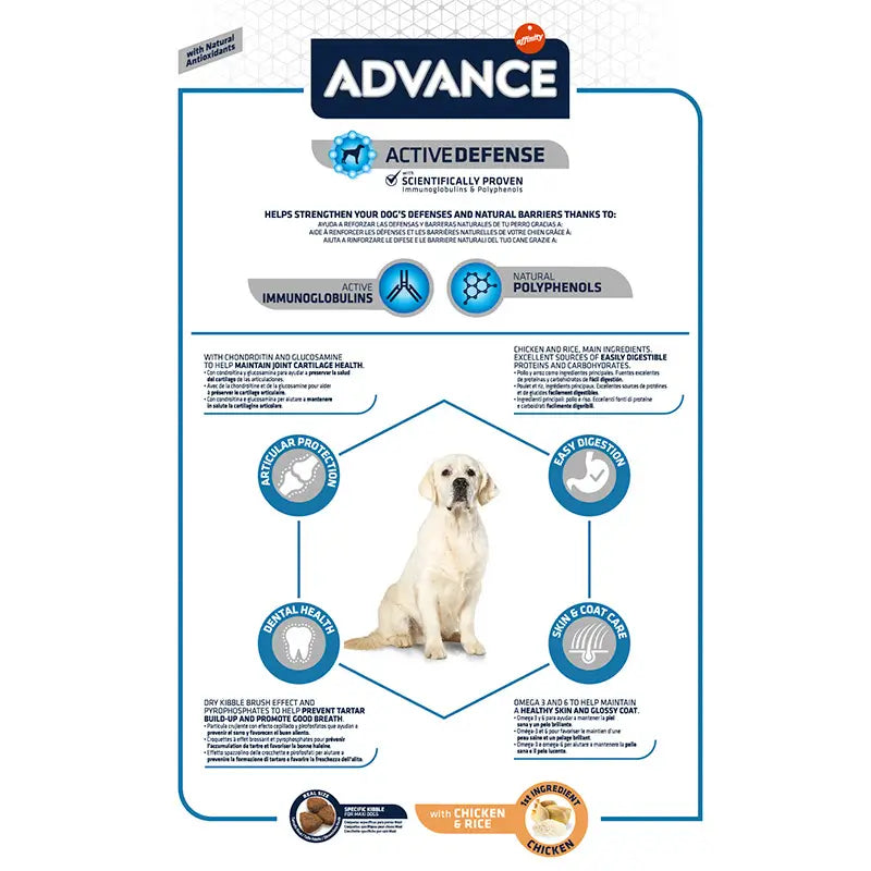 Advance Canine Adult Maxi Chicken Rice 14kg, comida de cão para cães