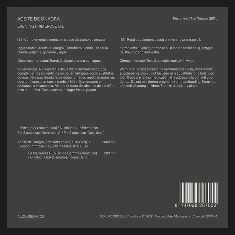 Óleo de Prímula da Aldous Bio, 200 cápsulas