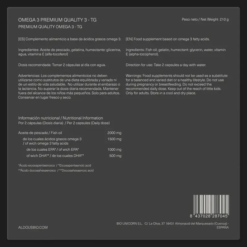 Aldous Bio Omega 3 Premium Capsules, 150 cápsulas