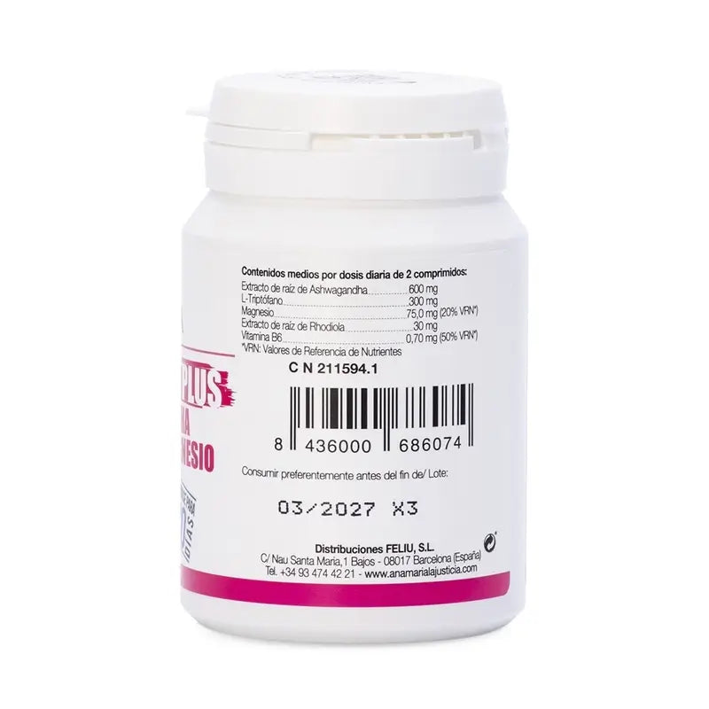 Ana Maria Lajusticia Tryptophan Plus com Ashwagandha + Rhodiola e Magnésio, 60 comprimidos