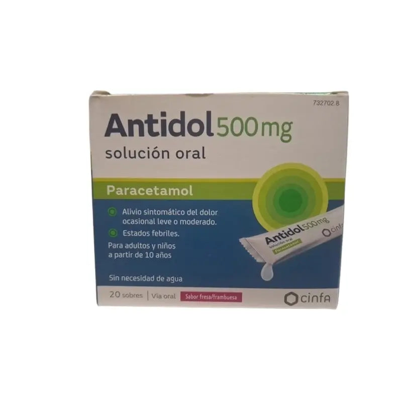 Antidol 500 Mg 20 Saquetas Solução Oral, 20 saquetas 5 ml solução oral