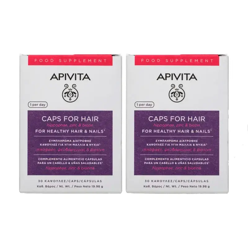 APIVITA Cápsulas Anti-queda de Cabelo, Embalagem 2 x 30 unidades