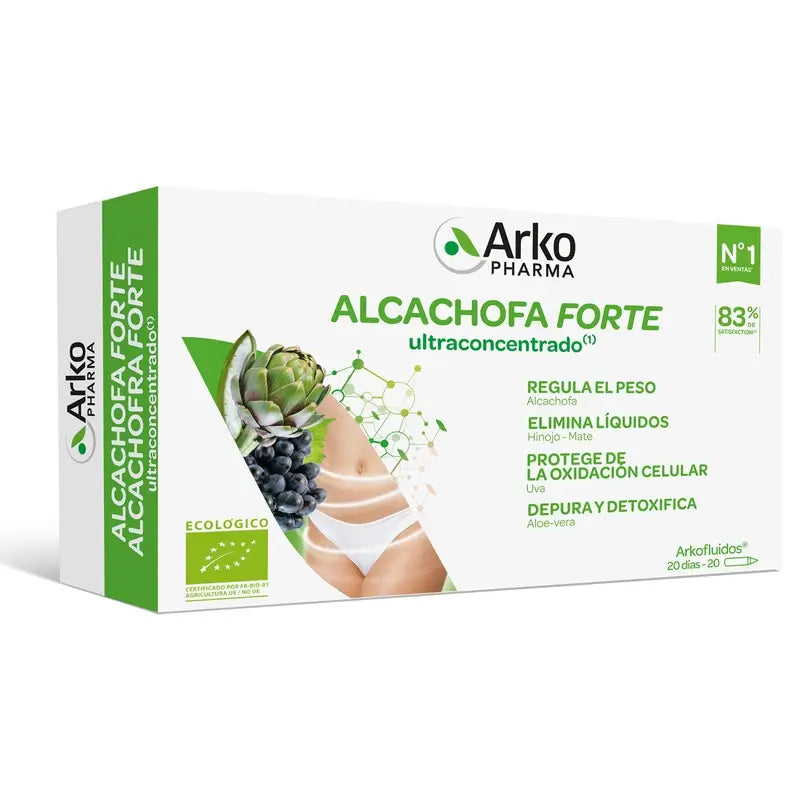 Arkofluido Alcachofra Forte Ultraconcentrado + Aloé Vera 20 Ampolas - Arkopharma