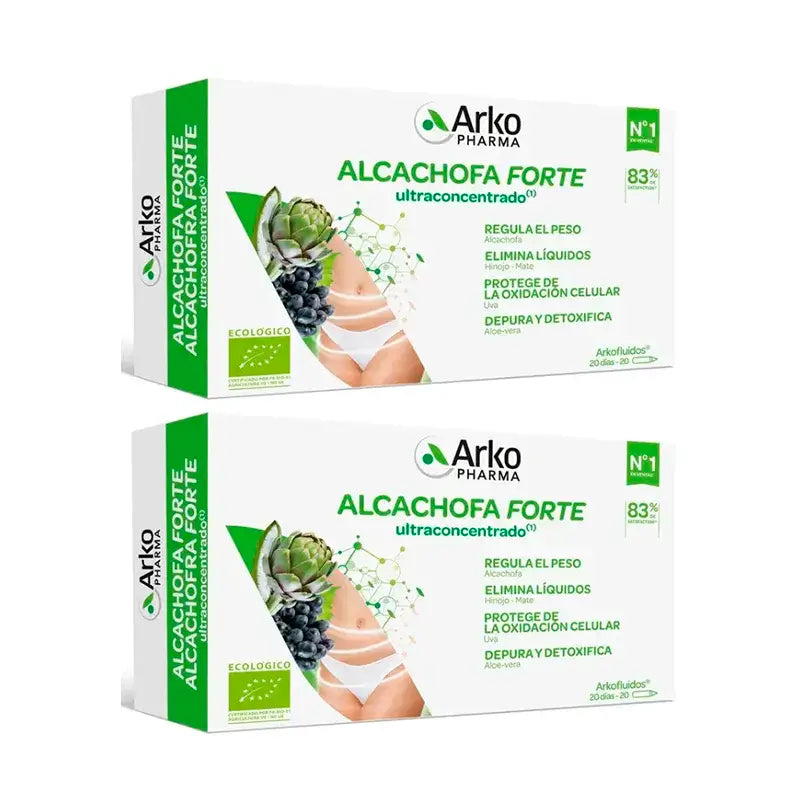 Arkopharma Arkofluido Alcachofra Forte Ultraconcentrado + Aloé Vera, 2X20 Ampolas