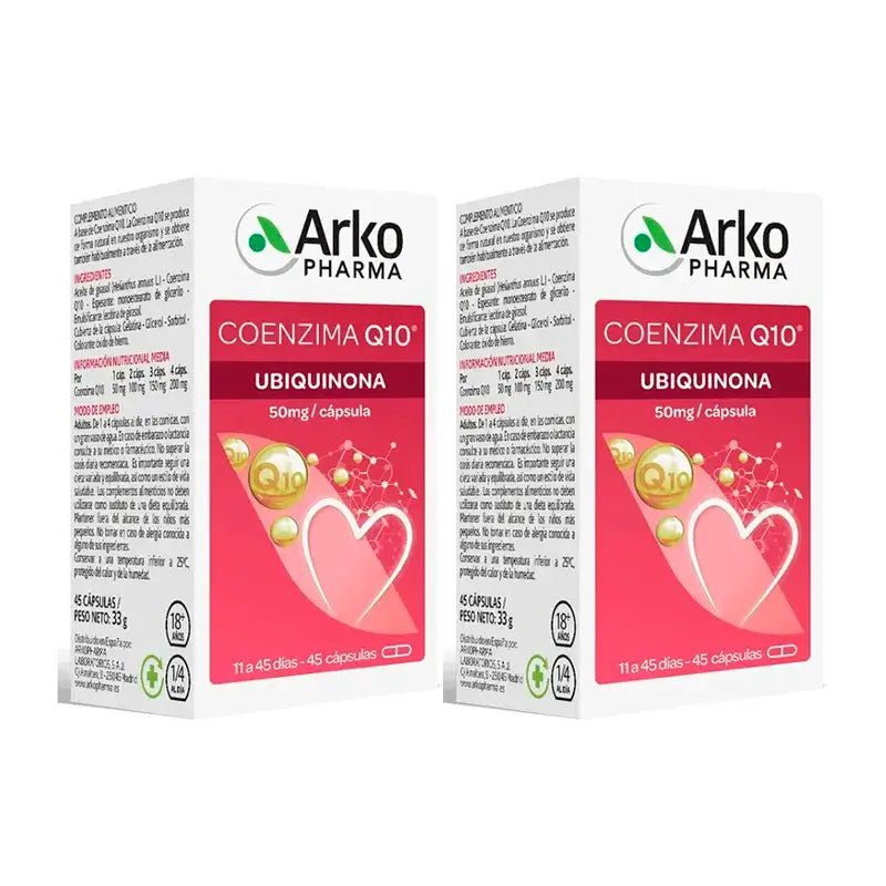 Arkopharma Arkovital Coenzima Q10, Embalagem 2 x 45 Cápsulas