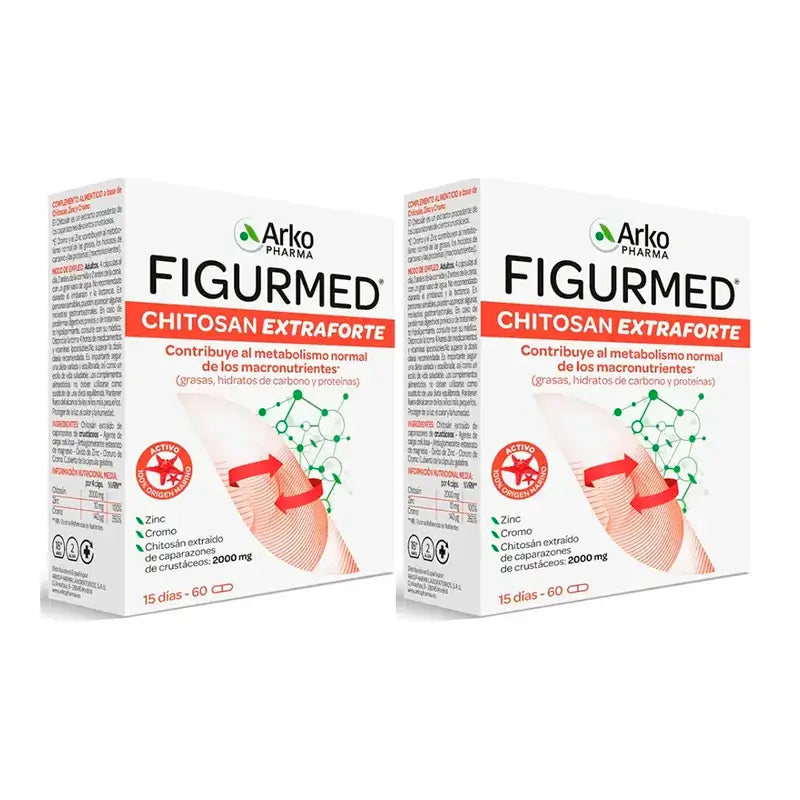 Arkopharma Figurmed Chitosan Extra Forte 500mg, Embalagem 2 x 60 Cápsulas
