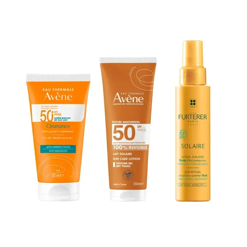 Avène Cleanance Spf 50+ 50 Ml + Leite Invisível Spf 50 250 Ml + Fluido Protetor Solar Kpf 50⁺ 100 Ml