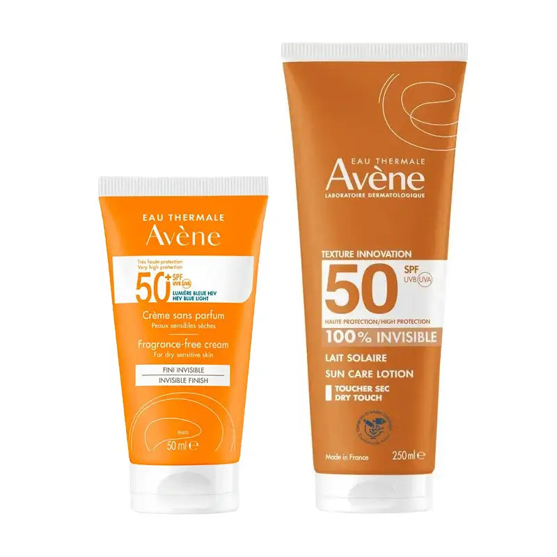 Avène Creme Spf 50+ Sem Perfume 50 Ml + Leite Invisível Spf 50 250 Ml