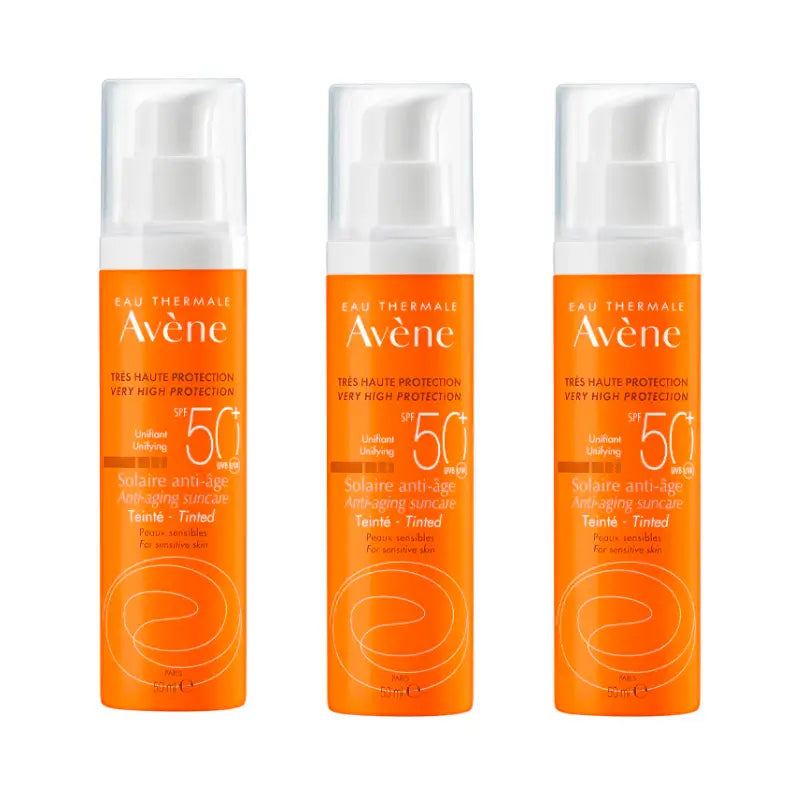 Avene Protetor Solar Anti-Idade Spf 50+ Protetor Solar com Cor, 3 x 50 ml