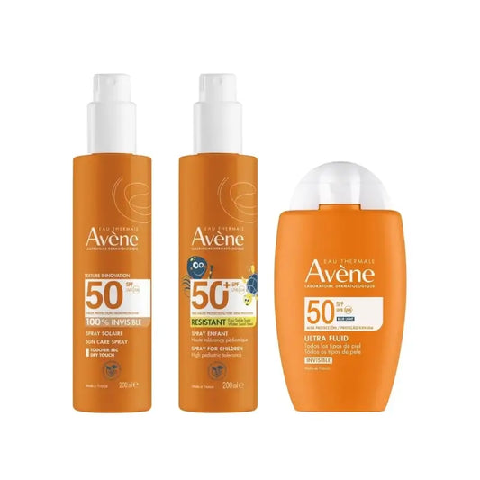 Avene Ultra Invisible Fluid Spf50 50 Ml + Invisible Spray Spf 50 200 Ml + Spray Spf 50+ Crianças 200 Ml
