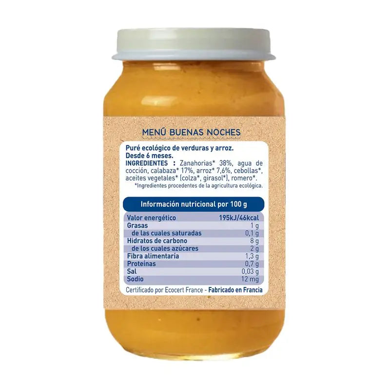 Babybio Good Night Carrot-Calabaza-Arroz, 200g