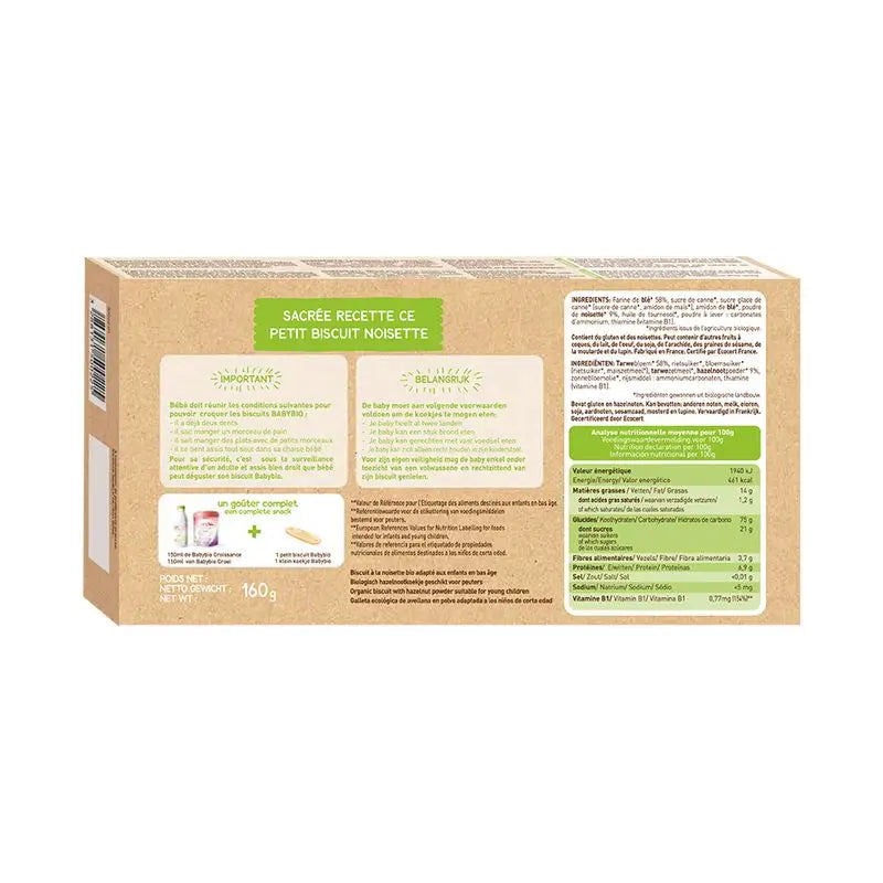 Babybio Cookies Growth Avellana, 160g