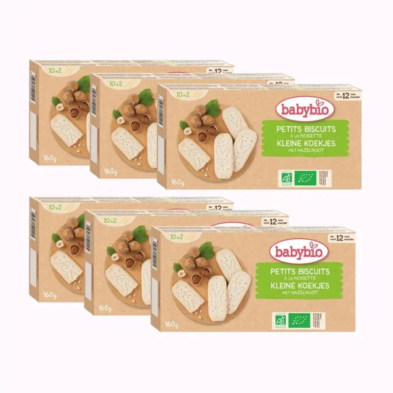 Biscoitos de crescimento de avelã Babybio, embalagem de 6 x 160 g