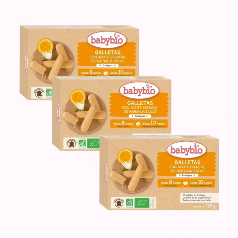 Biscoitos de dentição Babybio, embalagem de 3 x 120g
