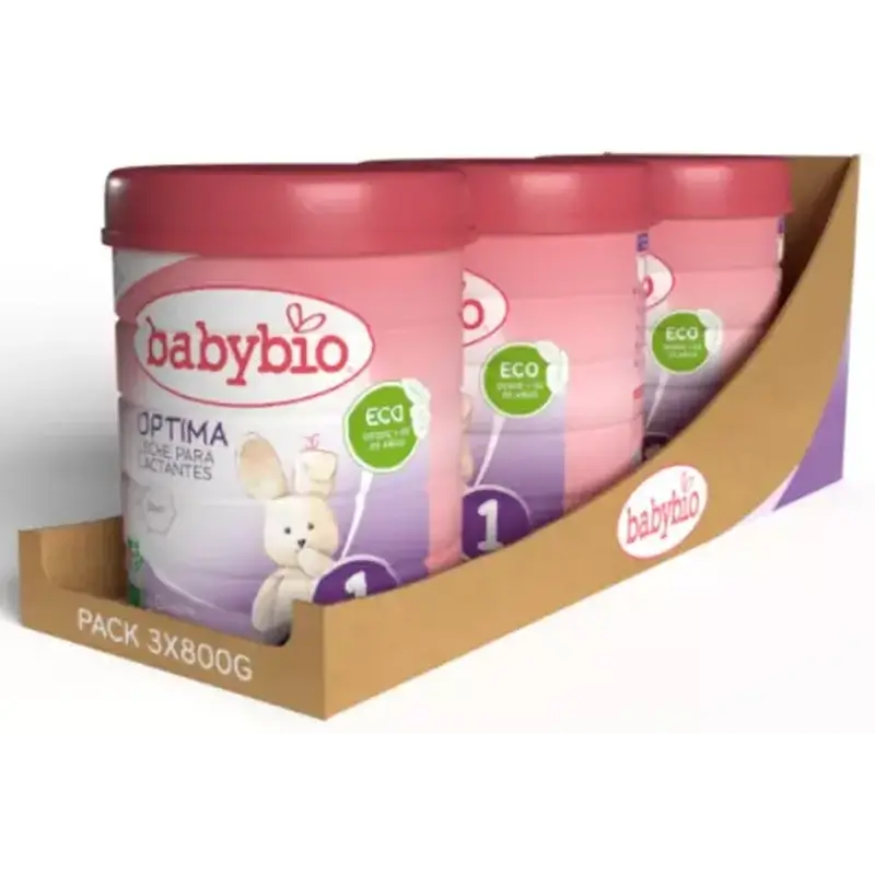 Babybio Optima 1 Leite de vaca 0-6 meses, embalagem de 3 x 800 gramas