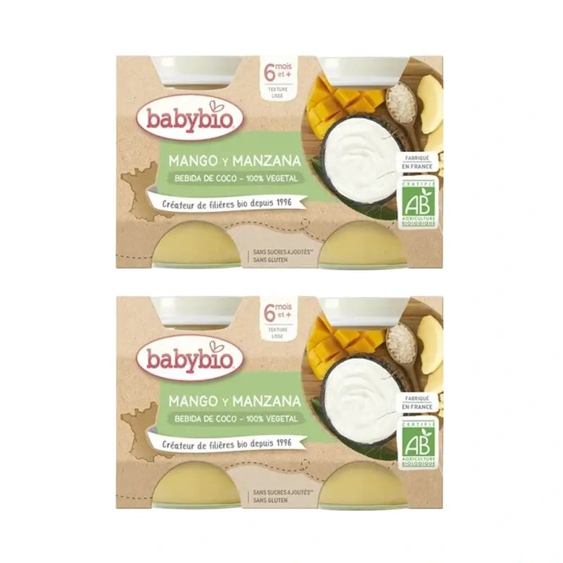 Babybio Iogurte Coco Manga Ananás e Maçã, embalagem 4x130 g