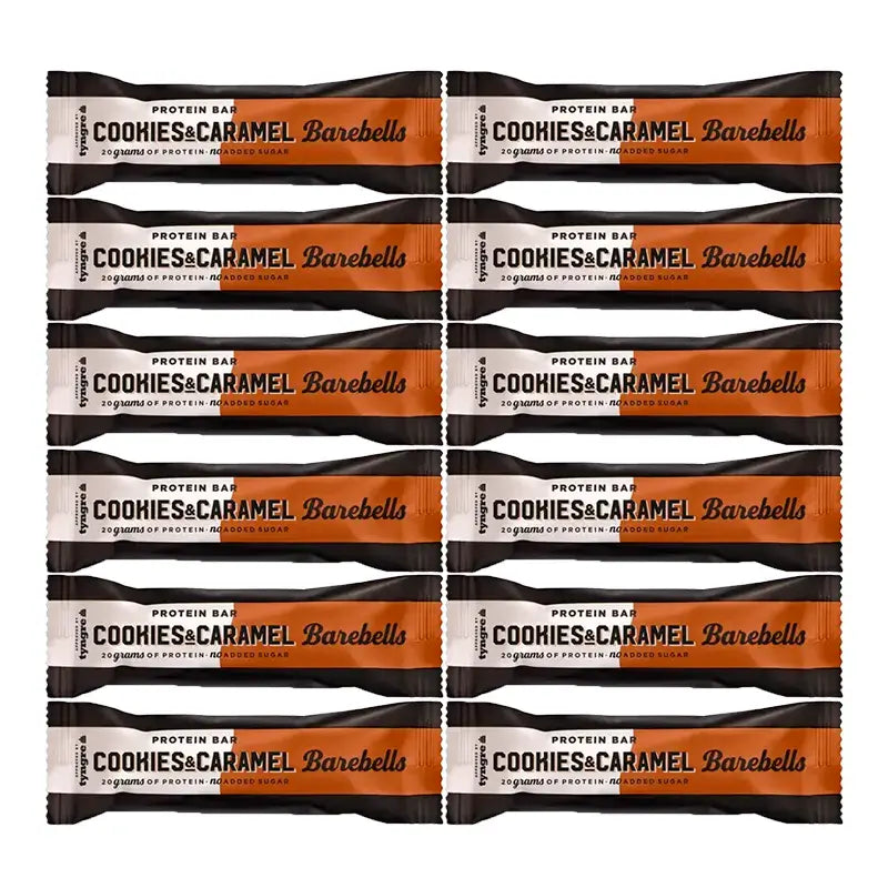 Barebells Bars Cookies & Caramel , embalagem 12 x 55 gramas