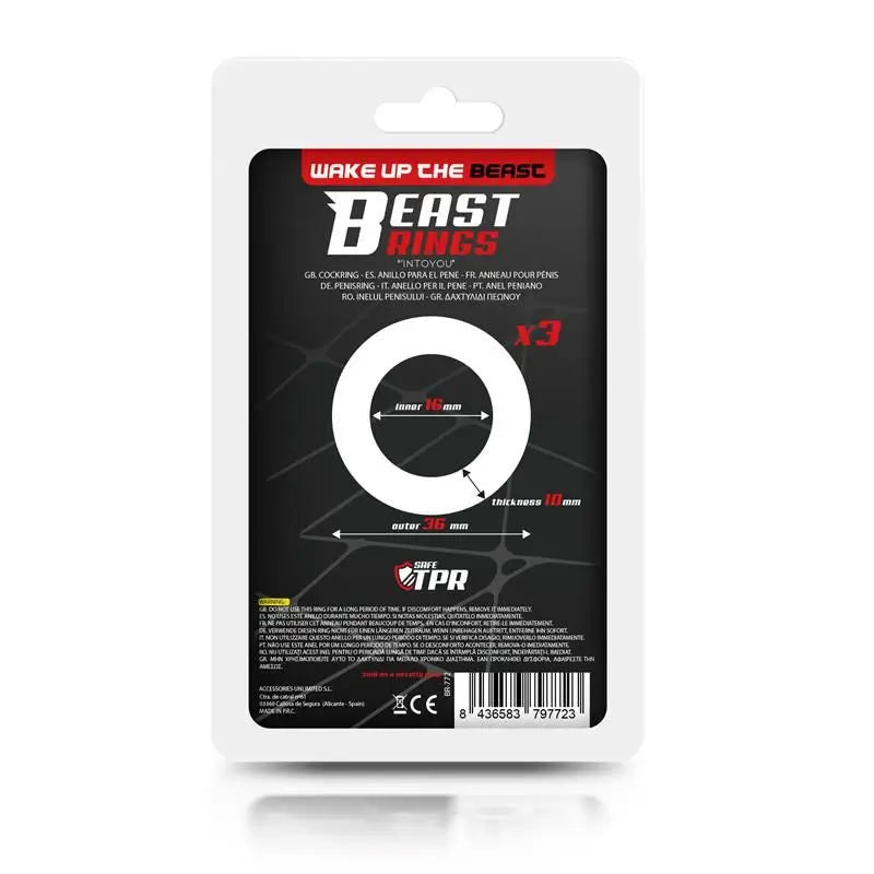 Conjunto de Anéis da Besta 3 Anéis do Pénis 3 Cores 1,6 Cm