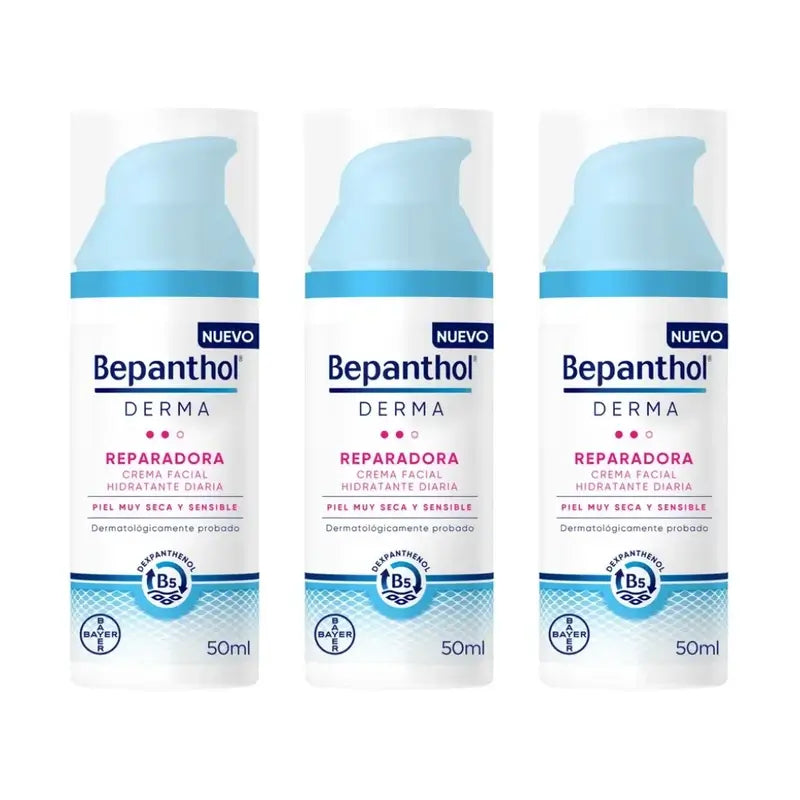 Bepanthol Derma Creme Facial Hidratante Diário Reparador, 3X50 Ml
