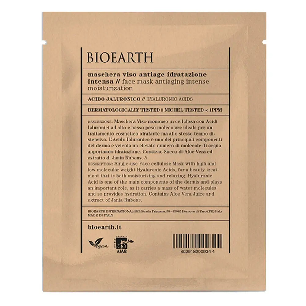 Bioearth Máscara Facial Dose Única Anti-Envelhecimento Hidratação Intensa Ácido Hialurónico , 15 ml