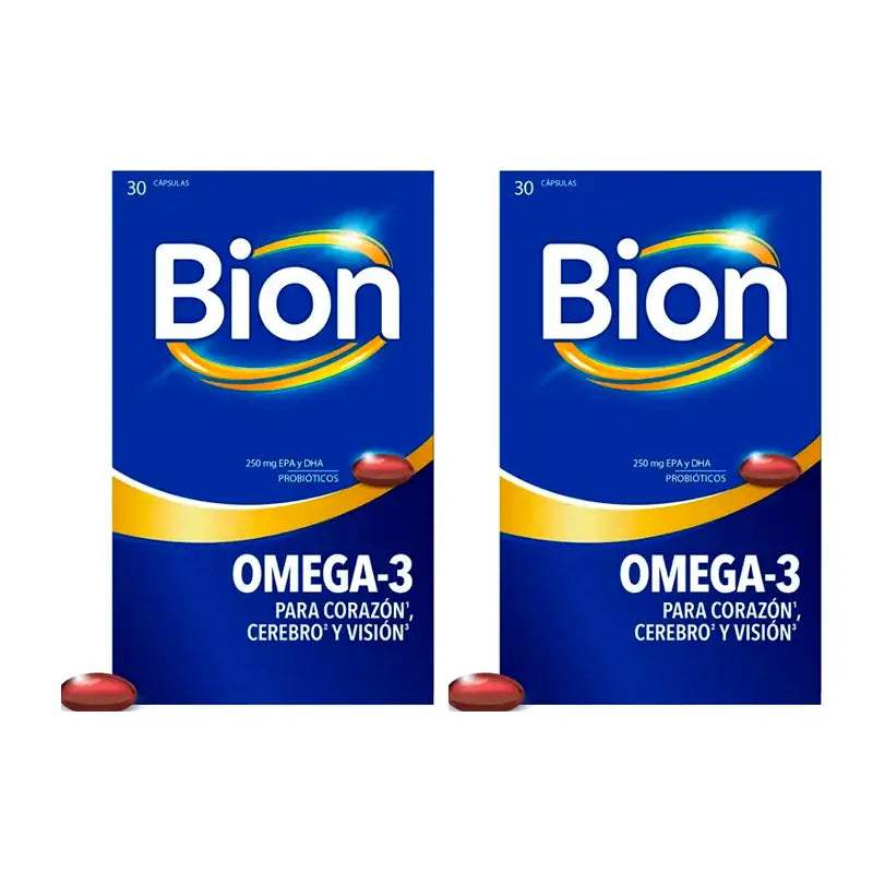 Bion3 Omega-3 com Probióticos, Embalagem 2 x 30 cápsulas