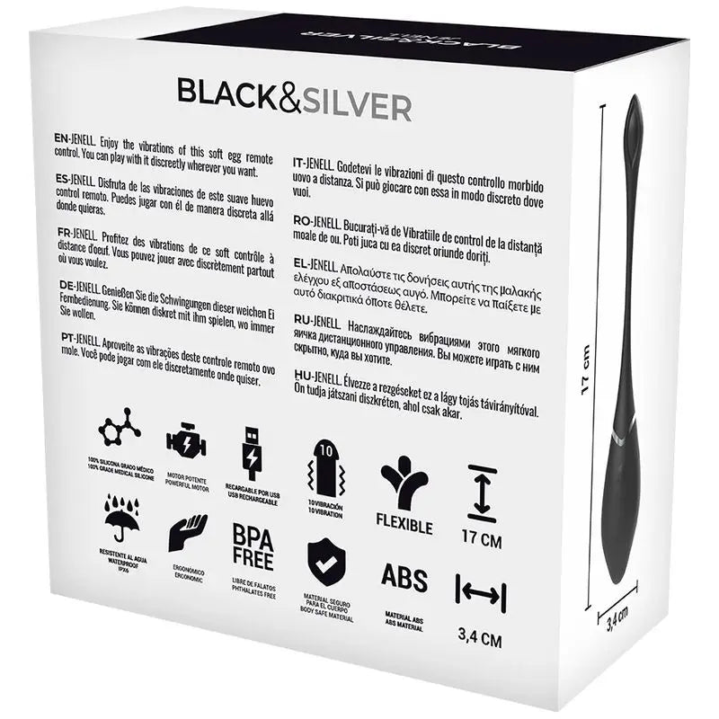 Black&Silver Jenell Huevo Vibrador Recargable