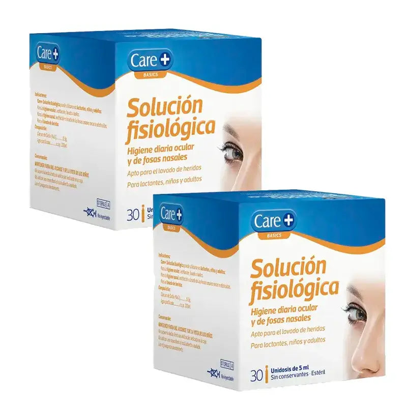 Care+ Physiological Solution 5 ml, embalagem de 2 x 30 unidades