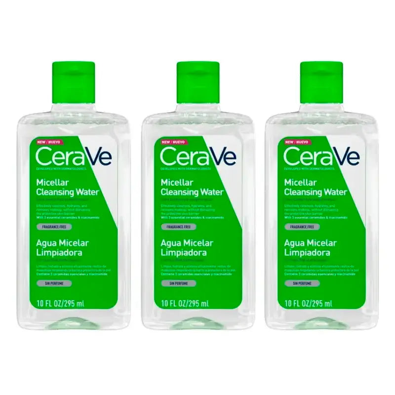 Água Micelar de Limpeza CeraVe, Embalagem 3 x 295 ml