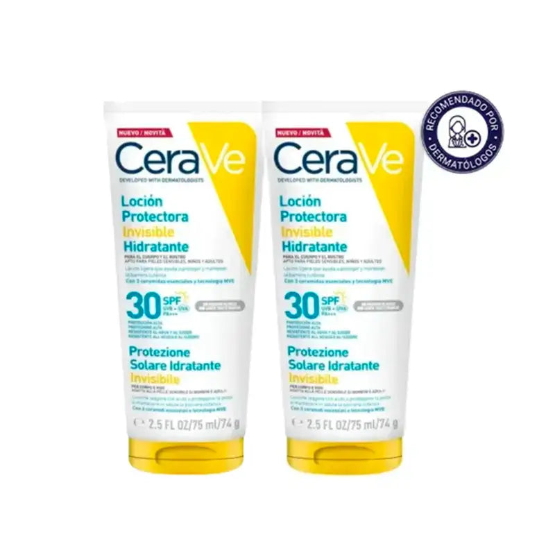 Cerave Invisible Protective Moisturising Lotion Spf 30 With 3 Ceramides, Embalagem 2 x 75 ml