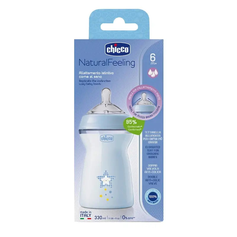 Biberão Chicco Naturalfeeling Blue Rapid Flow 330Ml 6 M+