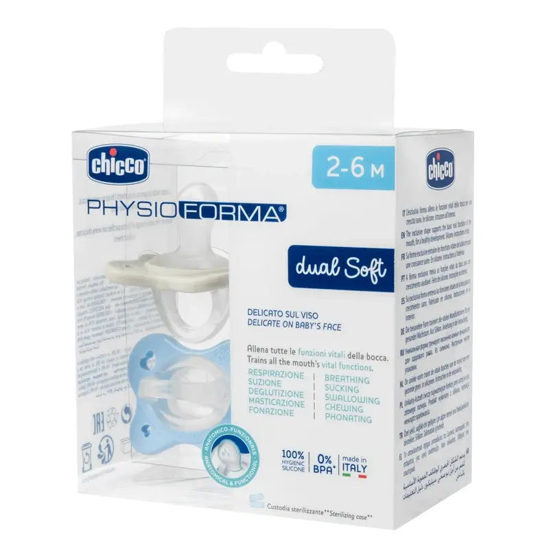 Chupeta de silicone macia dupla Chicco Physioforma Azul 2-6M 2 unidades