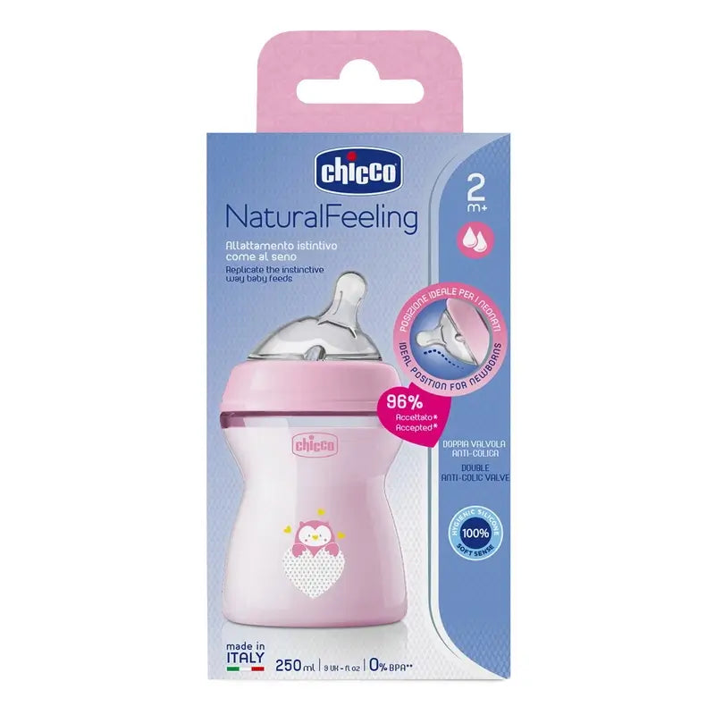Biberão Chicco Naturalfeeling Pink Medium Flow 250Ml 2M+