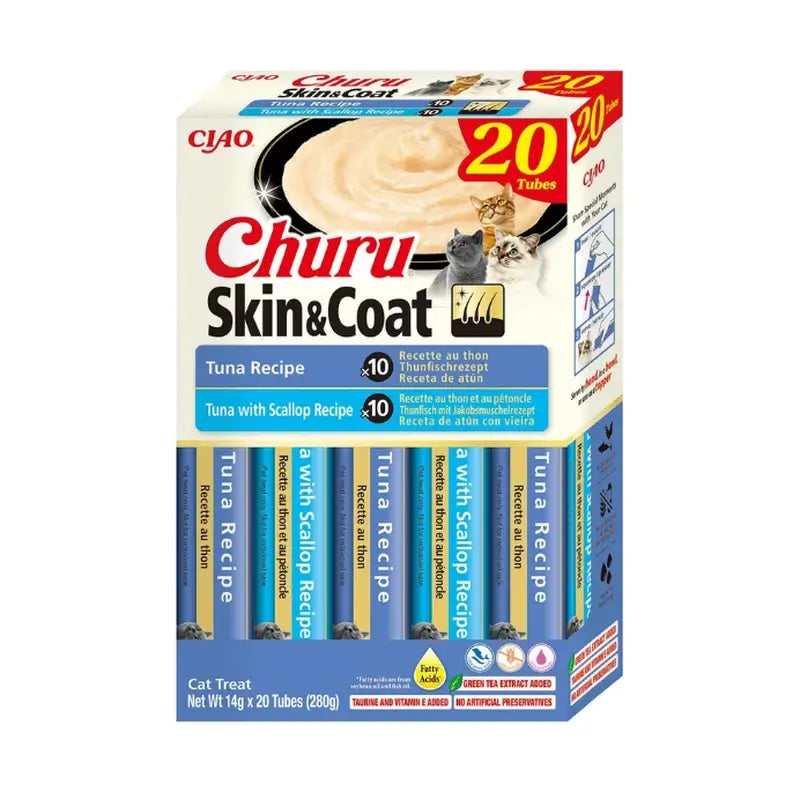 Churu Cat Tuna Skin&Coat Variedades, 20 unid.