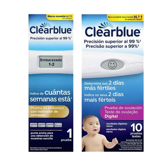 Clearblue Digital Pack Teste de Gravidez 1 Teste + Teste de Ovulação 10 Sticks