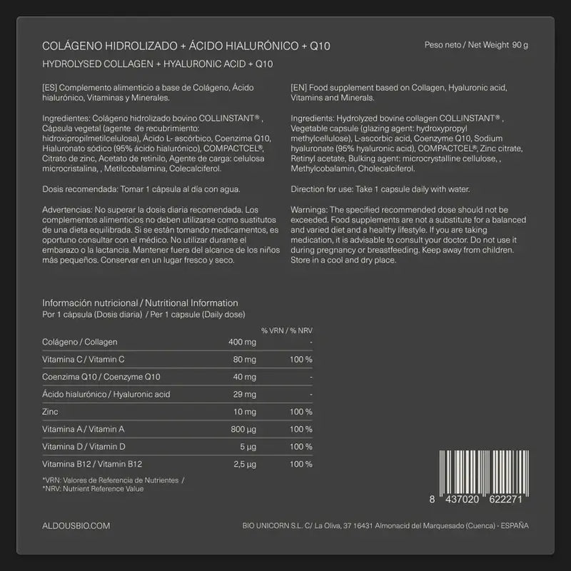 Aldous Labs Colagénio Hidrolisado Peptiplus : 750 mg : 120 cápsulas