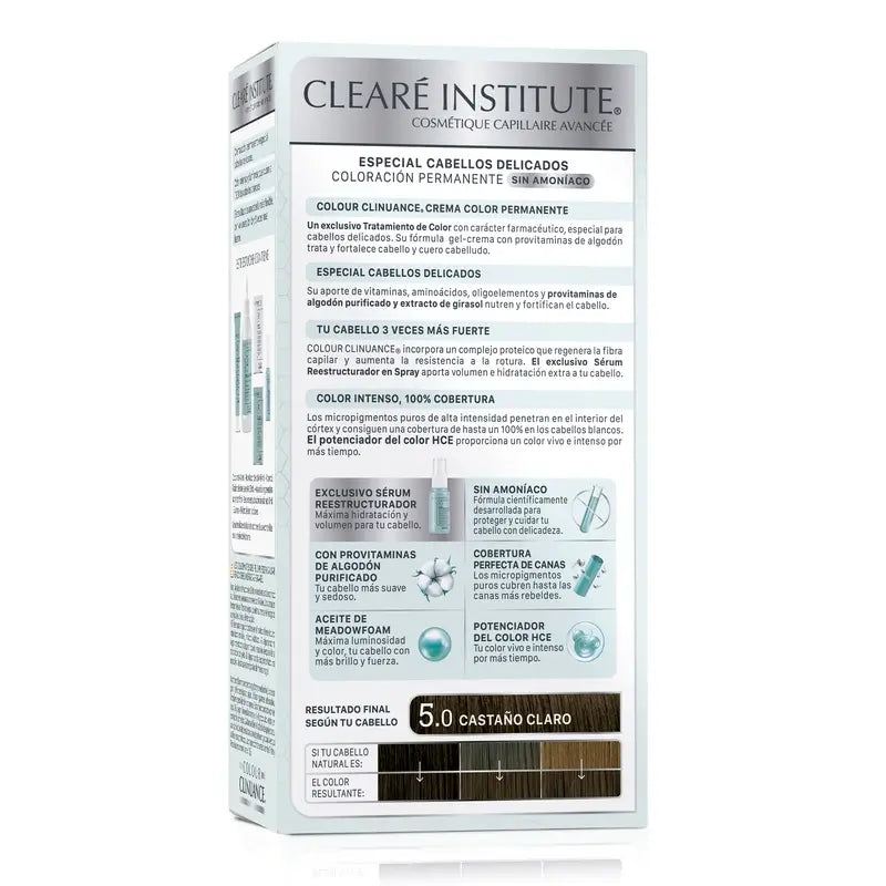 Clearé Institute Colour Clinuance Coloração Permanente Sem Amoníaco 5.0 Castanho Claro