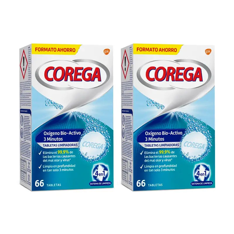 Comprar Corega Duplo 3 Minutos Limpeza Dentária, 2 x 66 Comprimidos ao ...