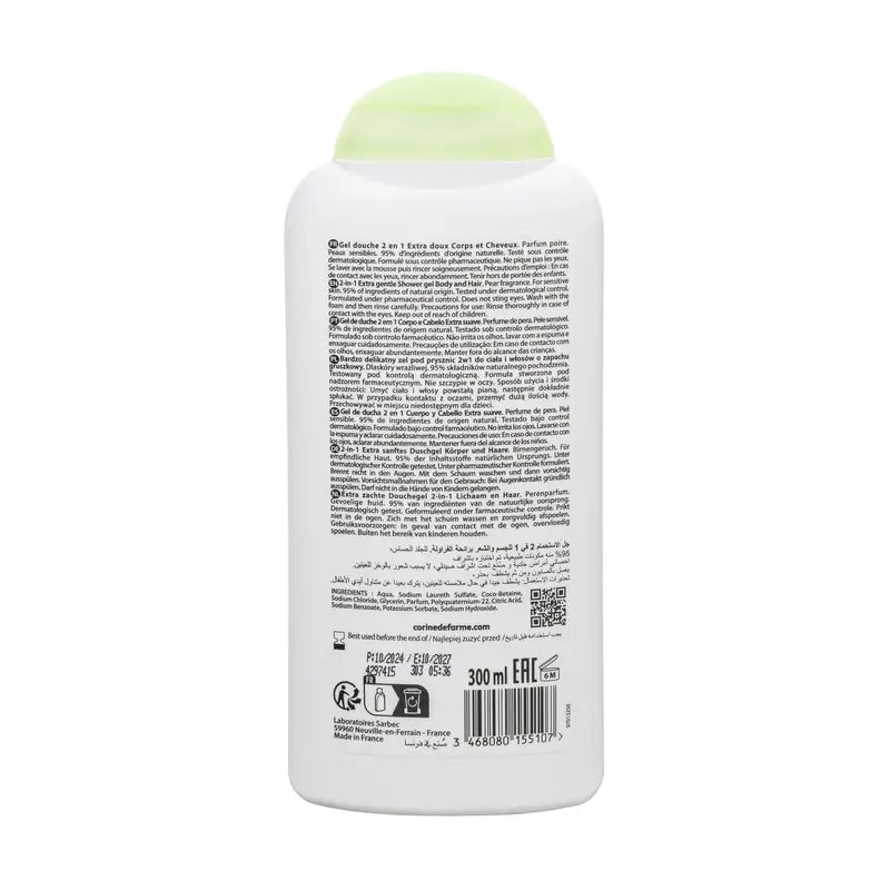 Corine De Farme Gel de Duche 2 em 1 Corpo e Cabelo Crianças Pera , 300 ml