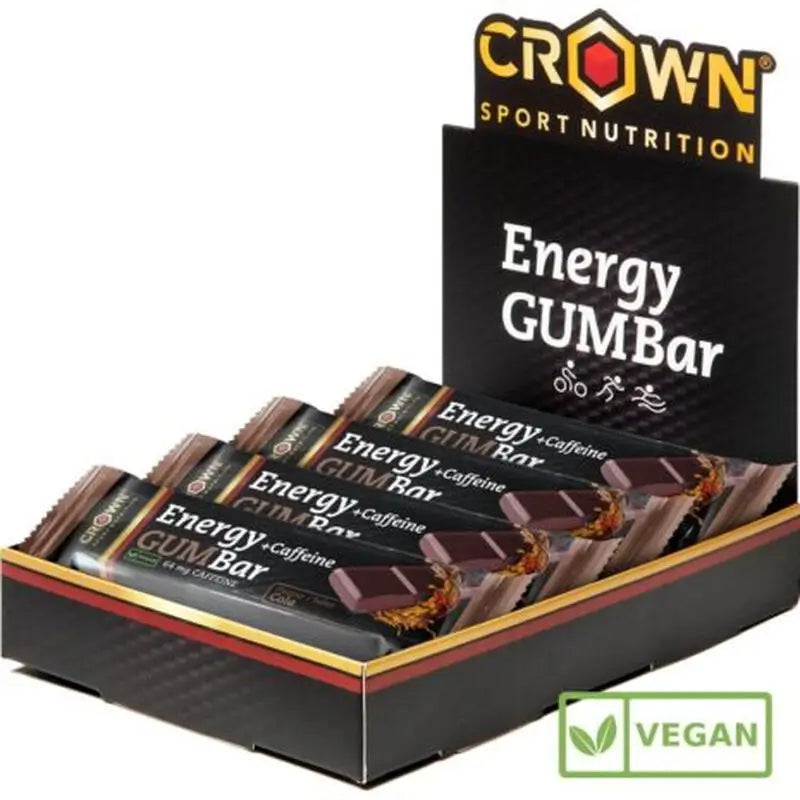 Crown Sport Nutrition Energy Gum Bar Cola + Cafeína , 12 x 30 gr