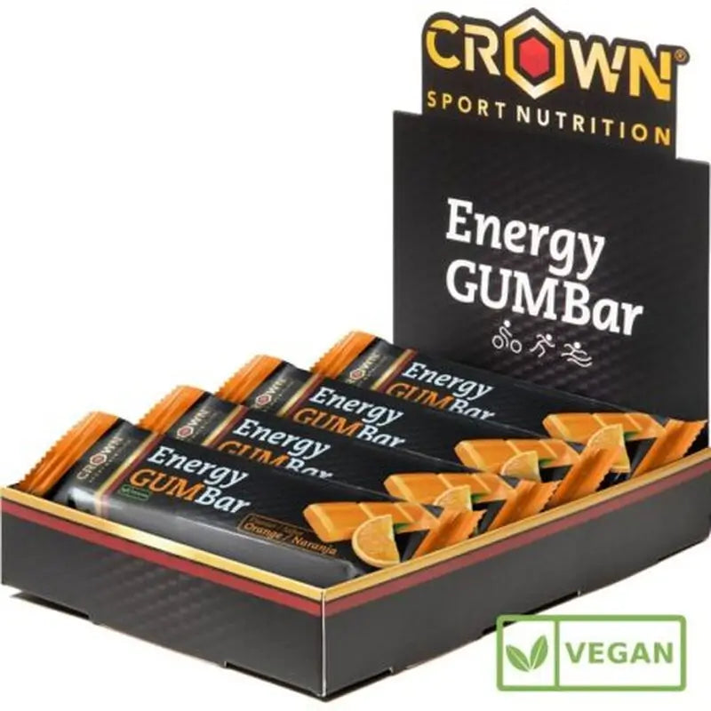 Crown Sport Nutrition Energy Gum Bar Naranja , 12 x 30 gr