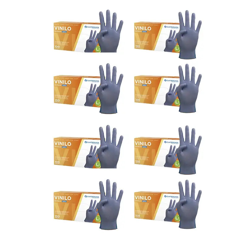 Cuatrogasa Luvas de vinilo sem pó Azul Tamanho L, 8X100 unidades