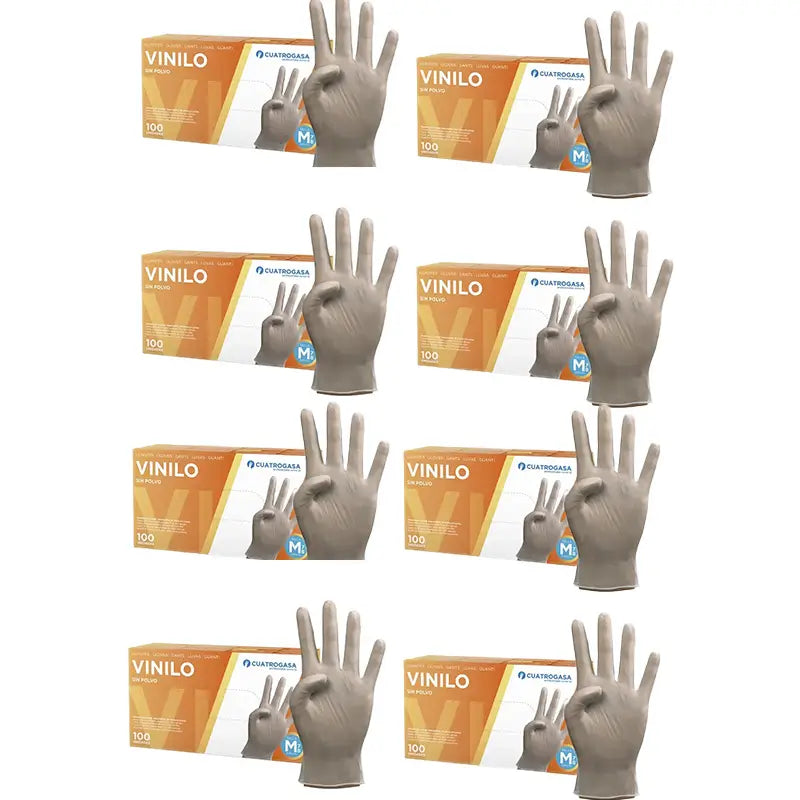 Cuatrogasa Luvas transparentes de vinil sem pó Tamanho M, 8X100 unidades