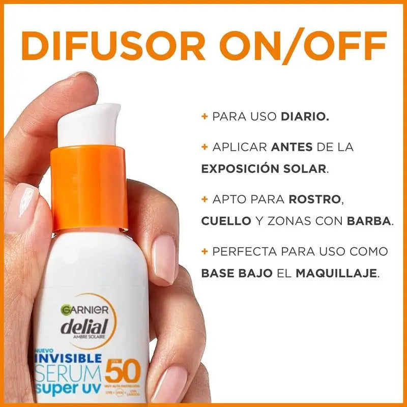 Protetor solar diário Delial Invisible Serum Super Uv Spf50 Light Feel, 30 ml