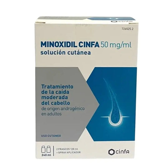 Cinfa Minoxidil 50 Mg/Ml Cutaneous Solution 2 frascos, 120 ml